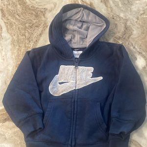 Boys  2T Nike blue zip hoodie with gray logo